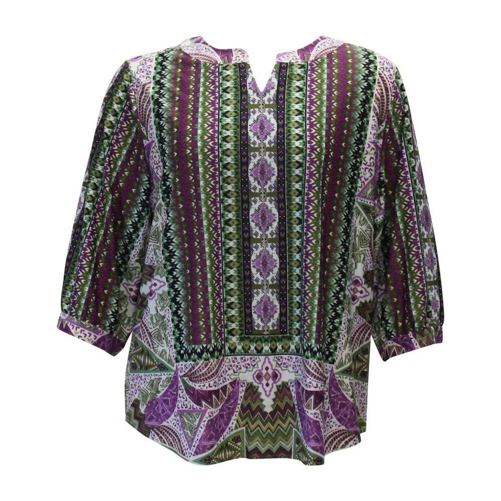 NEW N TOUCH women's peggi abstract print top in purple